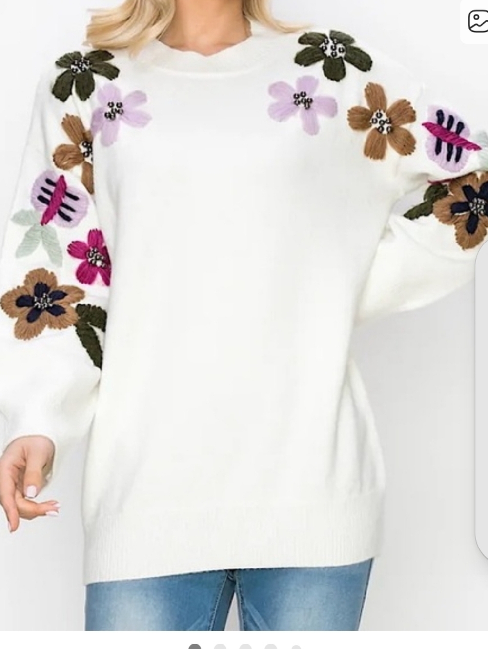 Joh.Scout Knitted Crochet Flower  Sweater Size XL